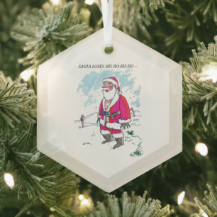 Geen Ho-Ho-Ho met tekst zeshoekige glazen kerstboo Glas Ornament