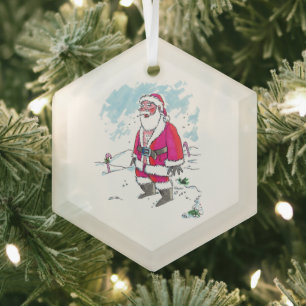 Geen Ho-Ho-Ho zeshoekige glazen kerstbal Glas Ornament