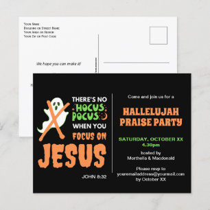 GEEN HOCUS POCUS Christelijke Halloween Uitnodiging Briefkaart