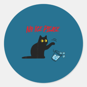 Geen ijs aub grappige kat slaat ijskop om ronde sticker