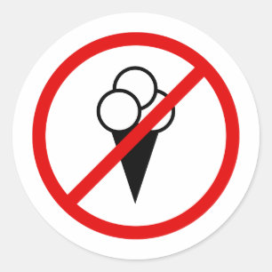 Geen ijsje toegestaan verboden winkelsymbool ronde sticker