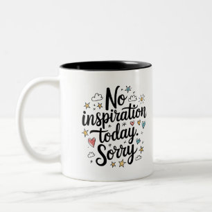 Geen inspiratie vandaag – leuk & kleurrijk design tweekleurige koffiemok