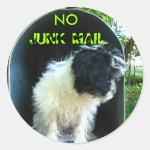 Geen JUNK MAIL PUPPY Ronde Sticker