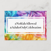 GEEN KINDER bruiloft etherische bloei Informatiekaartje (Voorkant)