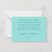 Geen Kinder Wedding Message Mint Enclosure Kaarten Notitiekaartje (Voorkant)