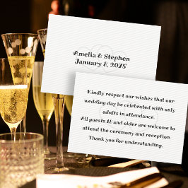 Geen Kinderen bij Wedding Message White Enclosure  Informatiekaartje