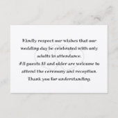 Geen Kinderen bij Wedding Message White Enclosure Informatiekaartje (Voorkant)