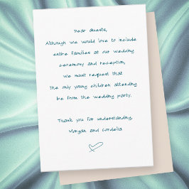 Geen kinderen Trouwen of Receptie Woorden Informatiekaartje