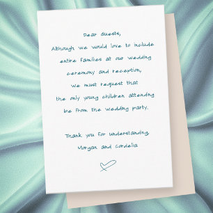 Geen kinderen Trouwen of Receptie Woorden Informatiekaartje