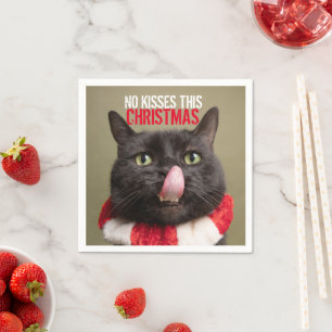 Geen Kisses deze kersttactische kat Tongue Servet