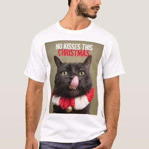 Geen Kisses deze kersttactische kat Tongue T-shirt