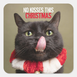 Geen Kisses deze kersttactische kat Tongue Vierkante Sticker