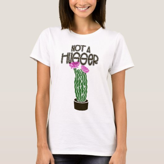 Geen knuffel Funny cactus introverte mensen T-shirt (Voorkant)