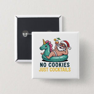 Geen koekjes, gewoon cocktails Kerstmis Zomer Kers Vierkante Button 5,1 Cm
