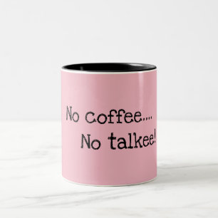 Geen koffie...geen praatje. tweekleurige koffiemok