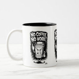 Geen koffie, geen werk: Angry Coffee Cup Design Tweekleurige Koffiemok