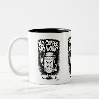 Geen koffie, geen werk: Angry Coffee Cup Design Tweekleurige Koffiemok