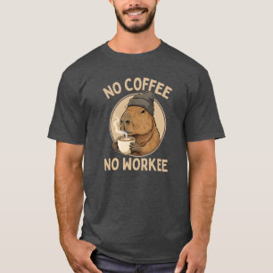 Geen koffie geen werk, Grappige capybara koffielie T-shirt