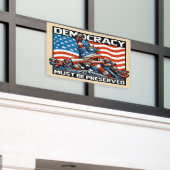 Geen koning redt de democratie spandoek (Buitenkant Gebouw)