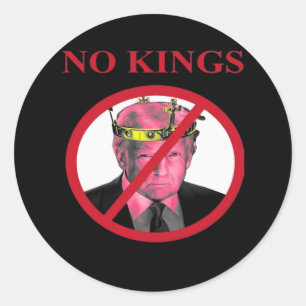 Geen Koningen Anti Creatieve Grafische Stijl Ronde Sticker