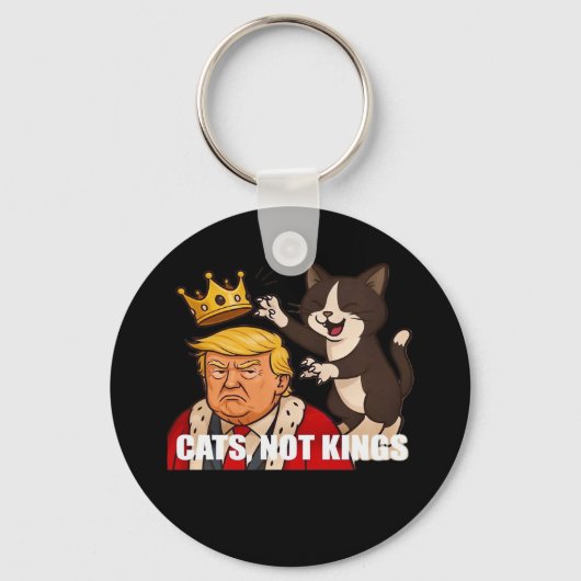 Geen Koningen Anti Katten Grappige Klassieke Stijl Sleutelhanger (Voorkant)