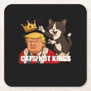 Geen Koningen Anti Katten Grappige Klassieke Stijl Vierkante Kartonnen Onderzetter
