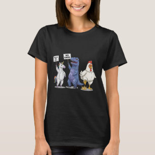 Geen Koningen Grappige Eenhoorn, Dinosaur, Kip Pro T-shirt