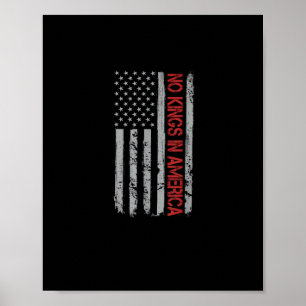 Geen Koningen In Amerika Amerikaanse Vlag Vintage Poster