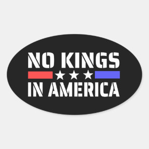 Geen koningen in Amerika - Anti Monarchie Ovale Sticker