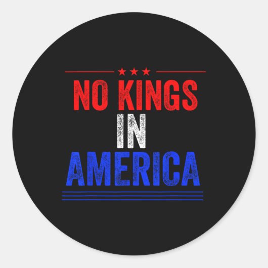 Geen koningen in Amerika Vlag Protest Save Democra Ronde Sticker (Voorkant)