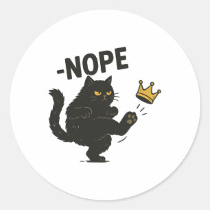 Geen koningen in Amerika Zwarte kat Grappige polit Ronde Sticker
