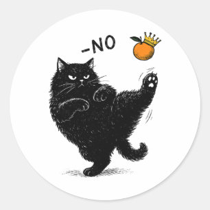 Geen koningen in Amerika Zwarte kat Grappige polit Ronde Sticker