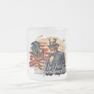 Geen koningen Oom Sam Onafhankelijkheidsdag Kunst Matglas Koffiemok