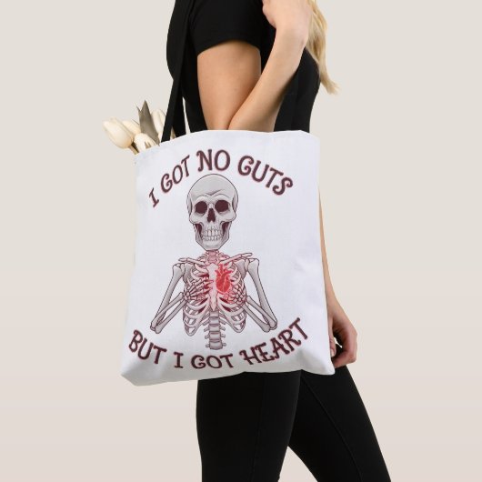 Geen lef, maar vol hart - Grappig skeletontwerp Draagtas (Dichtbij)