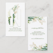 Geen letter Monogram Goud groen laat elegant achte Visitekaartje (Voorkant / Achterkant)