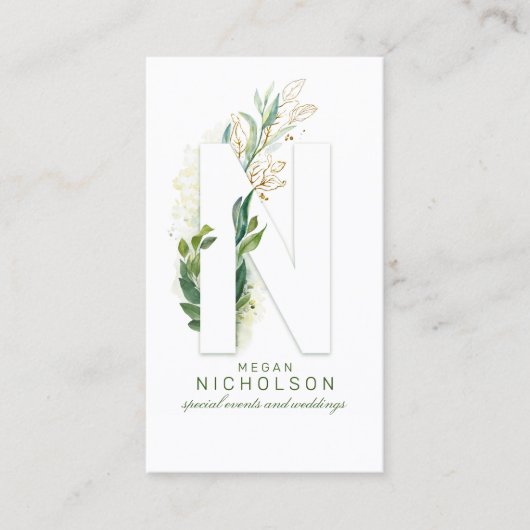 Geen letter Monogram Goud groen laat elegant achte Visitekaartje (Voorkant)