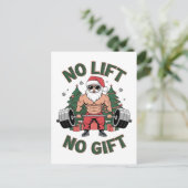 Geen lift Geen cadeau Grappig Santa Claus Gym Fitn Feestdagenkaart (Staand voorkant)