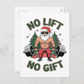 Geen lift Geen cadeau Grappig Santa Claus Gym Fitn Feestdagenkaart (Voorkant / Achterkant)