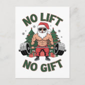 Geen Lift Geen Cadeau Grappige Kerstman Gym Fitnes Aankondigingskaart (Voorkant)