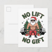 Geen Lift Geen Cadeau Grappige Kerstman Gym Fitnes Uitnodiging Briefkaart (Voorkant / Achterkant)