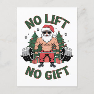 Geen Lift Geen Geschenk Funny Santa Claus Gym Fitn Uitnodiging Briefkaart