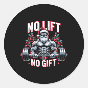 Geen Lift Geen Geschenk Kerstman Kerstmis Gym Body Ronde Sticker