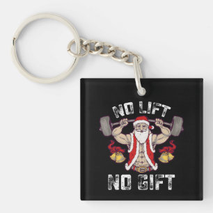 Geen Lift Geen Gift Santa Gym Workout Fitness Kers Sleutelhanger