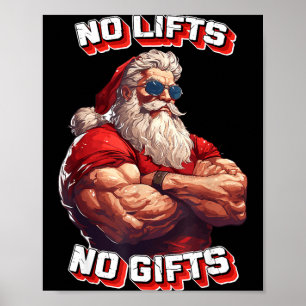 Geen Liften Geen Bodybuilder Fitness Kerstman Kers Poster