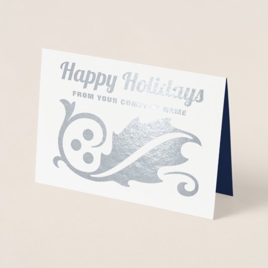 Geen Logo Prettige feestdagen Christmas Holly Busi Folie Kaarten (Voorkant)