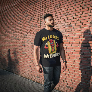 Geen Losers alleen Wieners Funny Hotdog Pun Tri-Blend Shirt