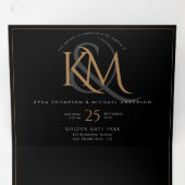 GEEN MAALTIJDEN Black Gold Monogram All In One Tro Drieluik Uitnodiging (Binnenzijde eerst)