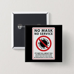 geen masker geen gedeelde dienst vierkante button 5,1 cm