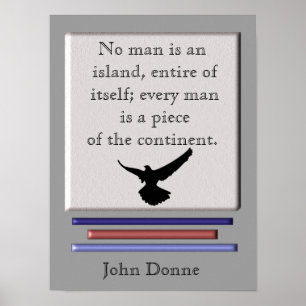 Geen mens is een eiland - kunstposter - citaat Joh Poster