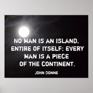 Geen mens is een eiland -poster John Donne citaat Poster